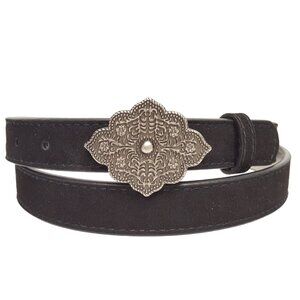Genuine Suede Leather Belt w. Small Medallion Buckle